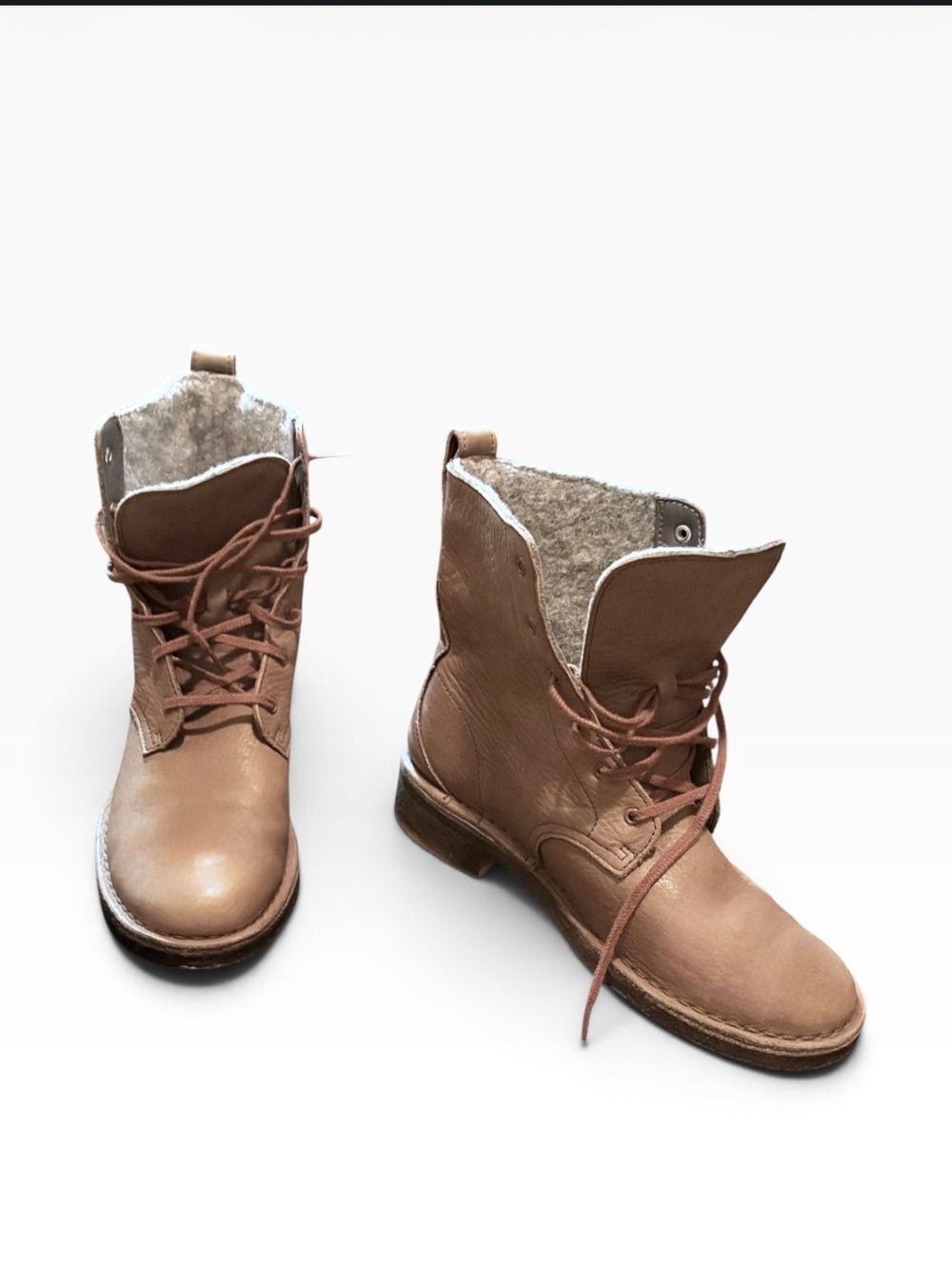 Clarks Women's Brown Lace-Up Faux Fur Ankle Boots